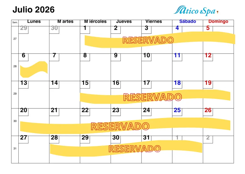 2.calendario julio atico&spa de lujo